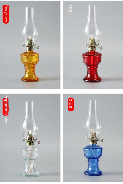 Lámpara de Queroseno Vintage de Cristal Retro - Image 17