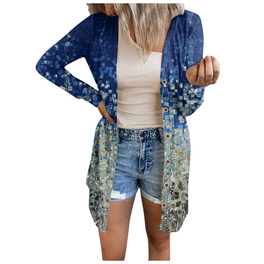 Abrigo Floral Talla Grande para Mujer - Largo Medio - Image 14