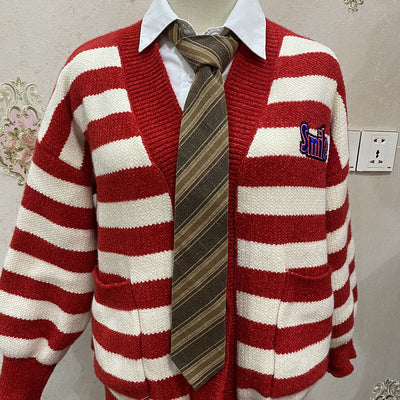 Corbata Escolar Británica de Invierno - Algodón Lino a Rayas Marrón con Cuadros - Image 22