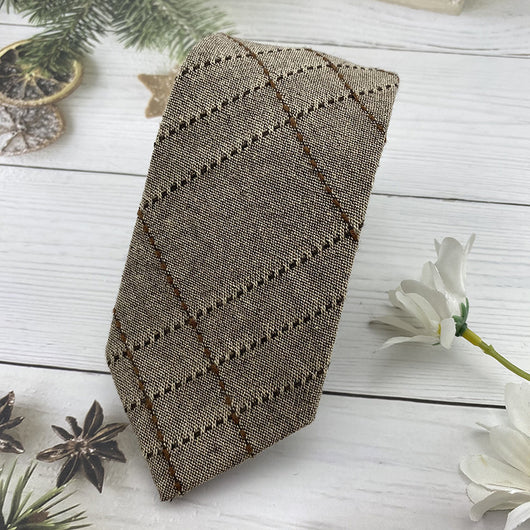 Corbata Escolar Británica de Invierno - Algodón Lino a Rayas Marrón con Cuadros - Image 23