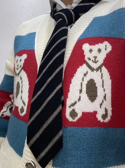 Corbata Escolar Británica de Invierno - Algodón Lino a Rayas Marrón con Cuadros - Image 24