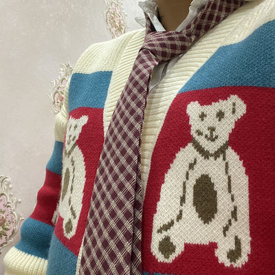 Corbata Escolar Británica de Invierno - Algodón Lino a Rayas Marrón con Cuadros - Image 38
