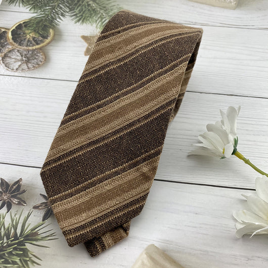 Corbata Escolar Británica de Invierno - Algodón Lino a Rayas Marrón con Cuadros - Image 39
