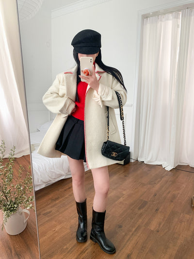 Abrigo de Lana con Solapa y Botón Único para Mujer - Image 12