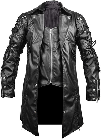 Abrigo de Cuero Medieval Punk Goth para Tallas Grandes - Disfraz Halloween - Image 19