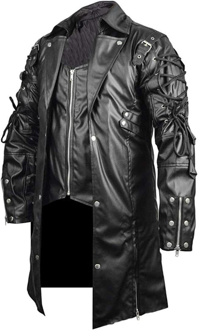 Abrigo de Cuero Medieval Punk Goth para Tallas Grandes - Disfraz Halloween - Image 23
