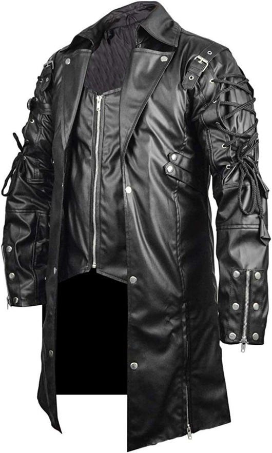 Abrigo de Cuero Medieval Punk Goth para Tallas Grandes - Disfraz Halloween - Image 23