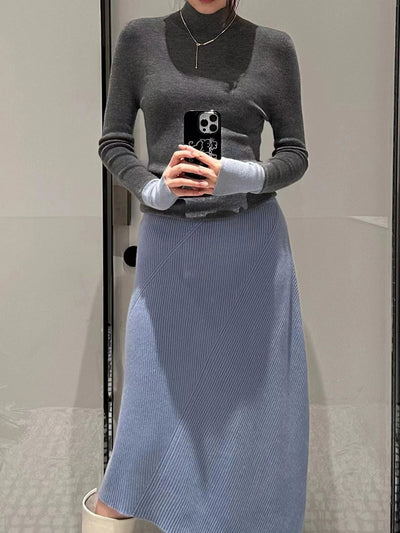 Suéter Ajustado de Lana con Puños Contrastantes y Stretch - Image 18