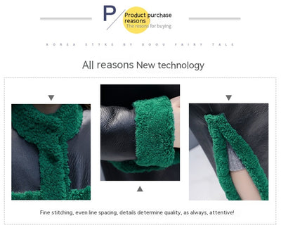 Abrigo Patchwork de Cuero y Piel de Cabra para Mujer - Image 11