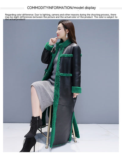 Abrigo Patchwork de Cuero y Piel de Cabra para Mujer - Image 13