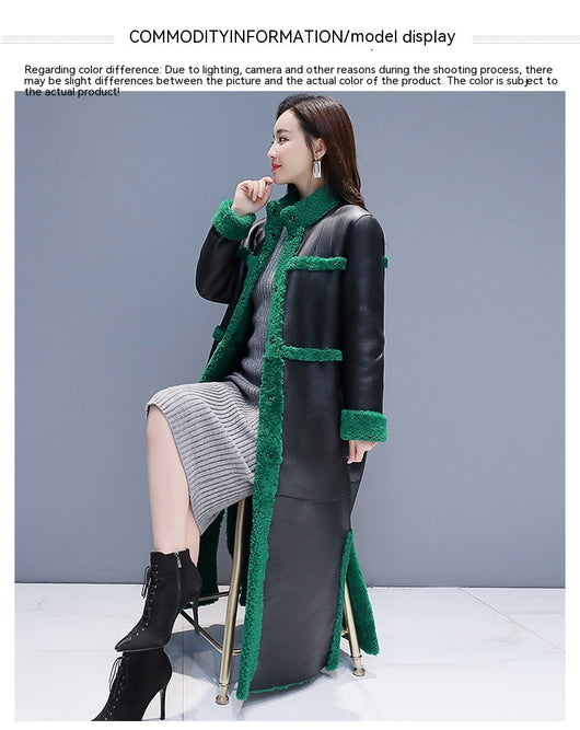 Abrigo Patchwork de Cuero y Piel de Cabra para Mujer - Image 13