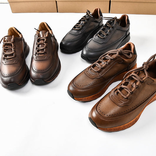 Zapatos Deportivos Casuales de Cuero Genuino Retro para Hombre - Image 21