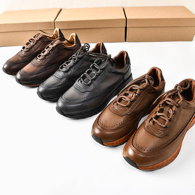 Zapatos Deportivos Casuales de Cuero Genuino Retro para Hombre - Image 24