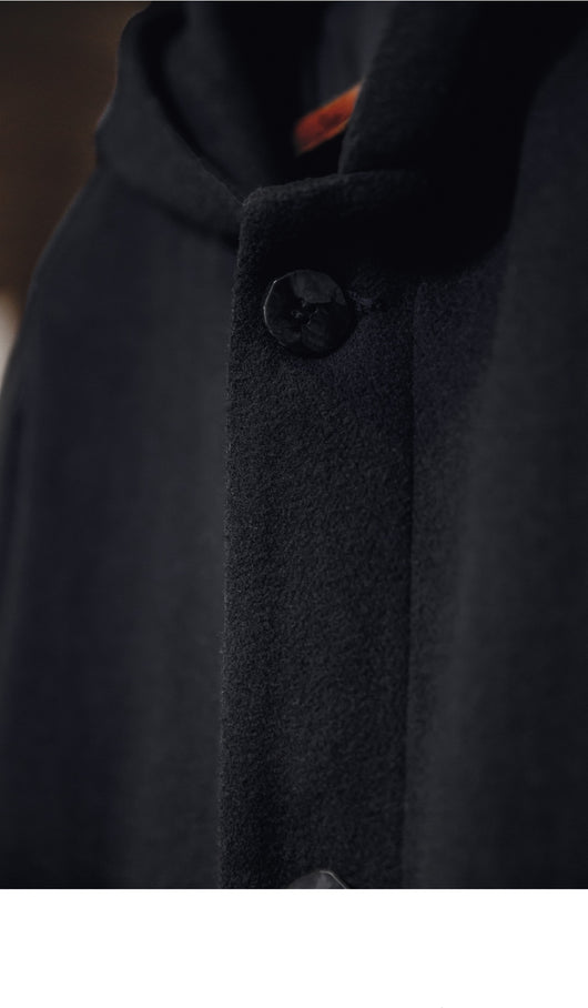 Abrigo de Lana Estilo Universitario Retro con Capucha para Hombre - Image 11