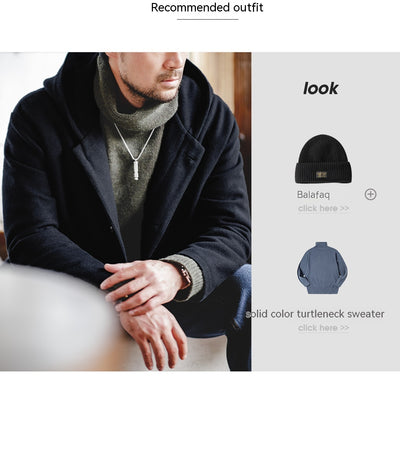 Abrigo de Lana Estilo Universitario Retro con Capucha para Hombre - Image 22