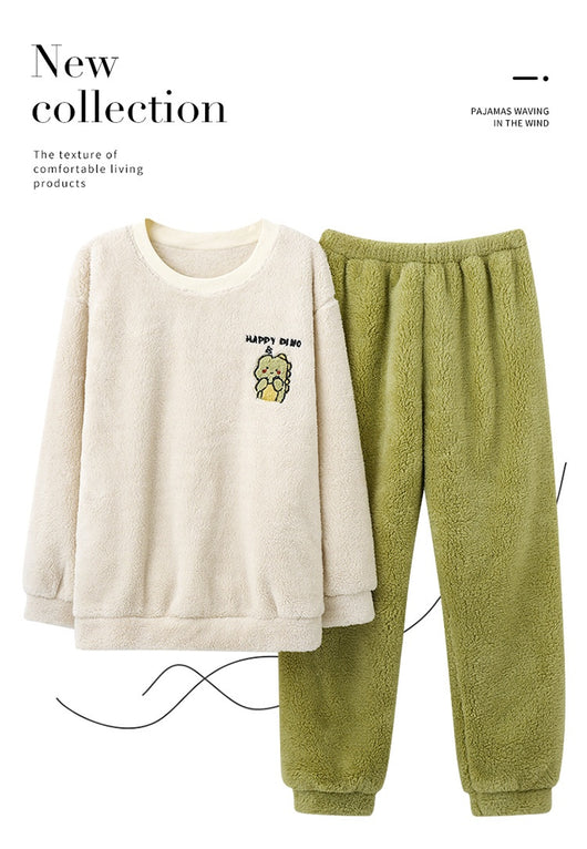 Pijama Térmico de Terciopelo Coral para Hombre - Cuello Redondo Franela Invierno - Image 34