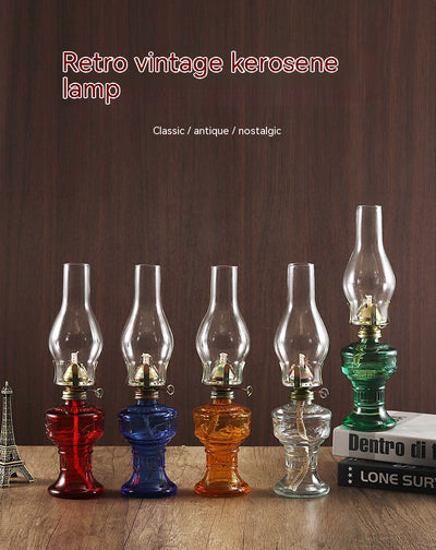 Lámpara de Queroseno Vintage de Cristal Retro - Image 30