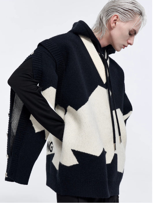 Sudadera con Capucha Bicolor Bordada de Dos Capas para Hombre - Image 12