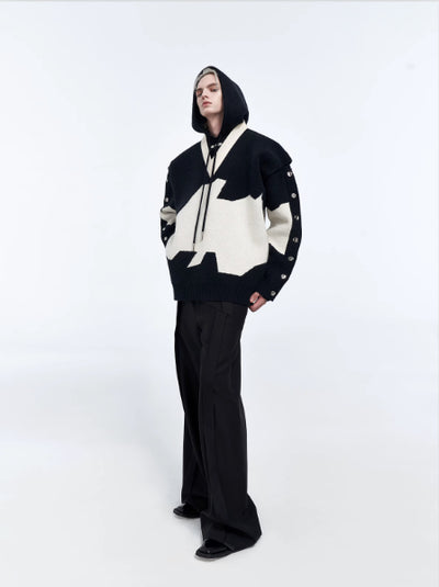 Sudadera con Capucha Bicolor Bordada de Dos Capas para Hombre - Image 13