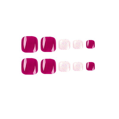 Uñas Postizas Decoradas Rosa Rojo con Brillo Blanco - Removibles y Reutilizables - Image 10