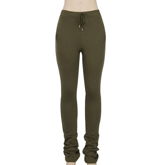 Pantalón de Cintura Alta Elástico con Pliegues y Cordón - Image 21