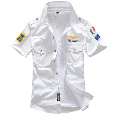 Camisa Militar Manga Corta Bordada para Hombre - Image 8