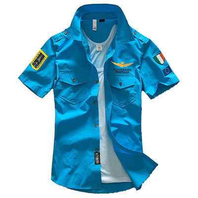 Camisa Militar Manga Corta Bordada para Hombre - Image 10