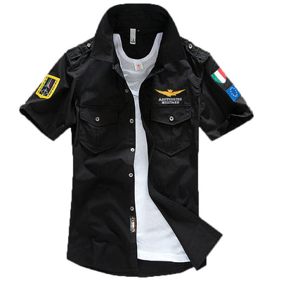 Camisa Militar Manga Corta Bordada para Hombre - Image 11