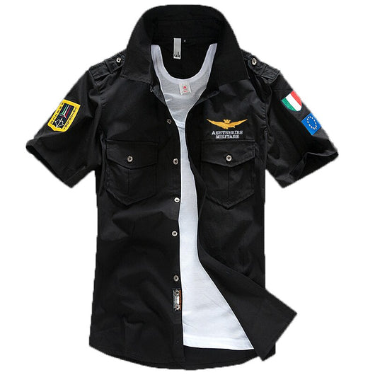 Camisa Militar Manga Corta Bordada para Hombre - Image 11