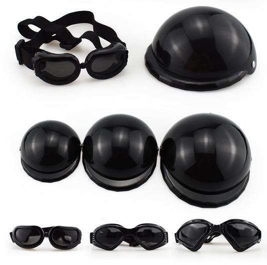 Casco Protector para Mascotas con Gafas de Sol - Perros y Gatos