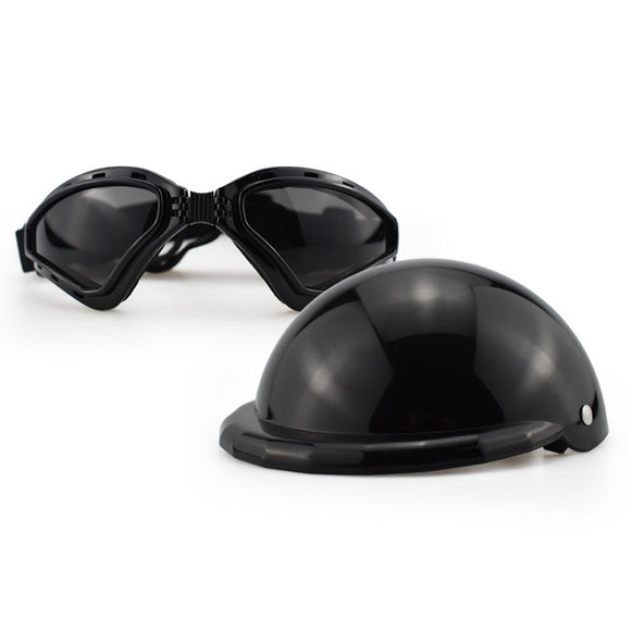 Casco Protector para Mascotas con Gafas de Sol - Perros y Gatos