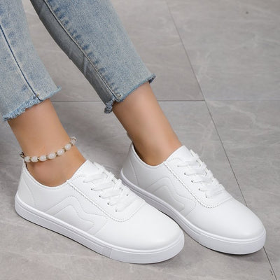 Zapatos Blancos Cómodos con Cordones y Suela Plana - Image 13