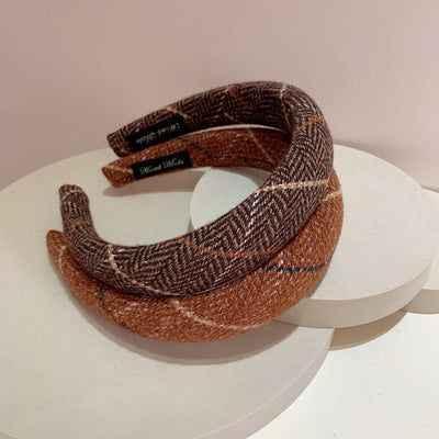 Diadema de Espuma Acolchada Cuadros Lana Cálida Tono Suave - Image 16