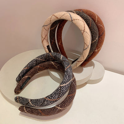Diadema de Espuma Acolchada Cuadros Lana Cálida Tono Suave - Image 18