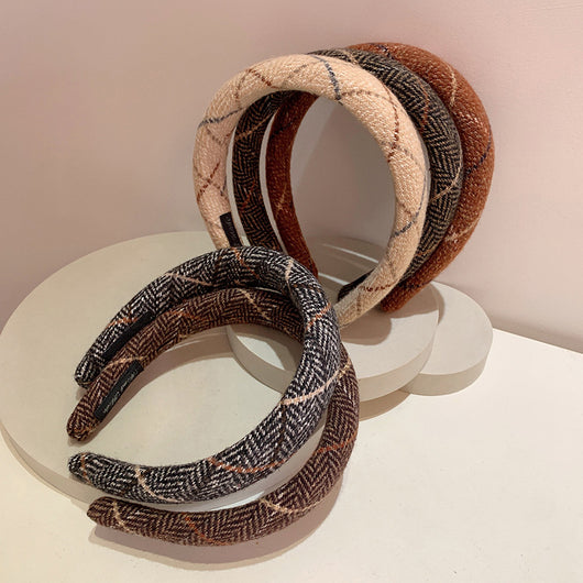 Diadema de Espuma Acolchada Cuadros Lana Cálida Tono Suave - Image 18