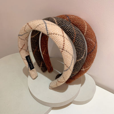 Diadema de Espuma Acolchada Cuadros Lana Cálida Tono Suave - Image 19