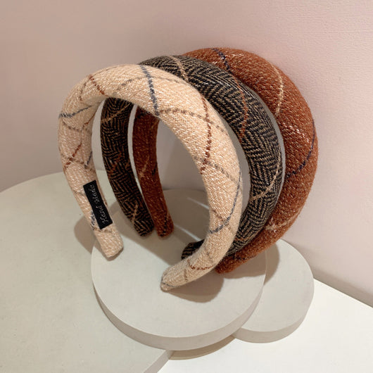 Diadema de Espuma Acolchada Cuadros Lana Cálida Tono Suave - Image 19