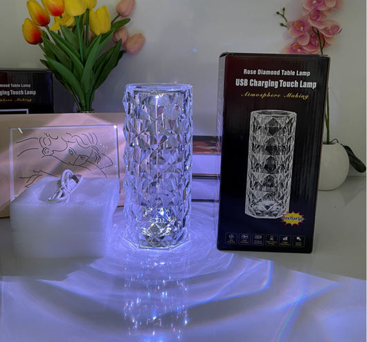 Lámpara Proyectora LED Rosa con Cristal Diamante - Luz Nocturna Táctil USB - Image 19