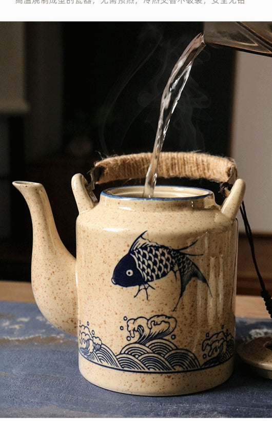 Juego de Té Retro Cerámica Grande - Tetera Clásica - Image 6