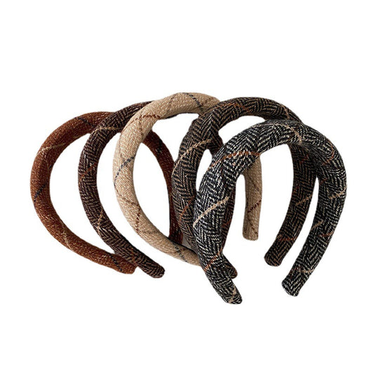 Diadema Ancha de Lana Estilo Coreano Cuadros Otoño Invierno - Image 24