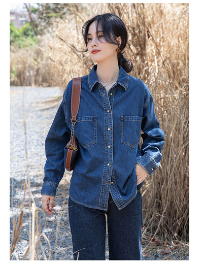 Camisa de Mezclilla Azul Real para Mujer - Image 11