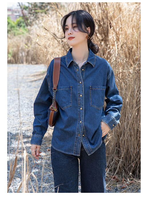 Camisa de Mezclilla Azul Real para Mujer - Image 11