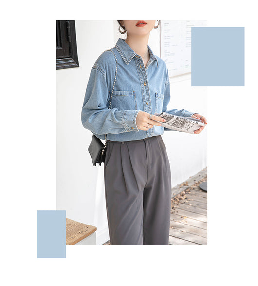 Camisa de Mezclilla Azul Real para Mujer - Image 13