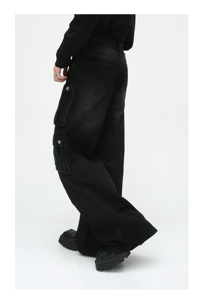 Pantalón Jean Cargo Retro de Talle Ancho con Múltiples Bolsillos - Image 21