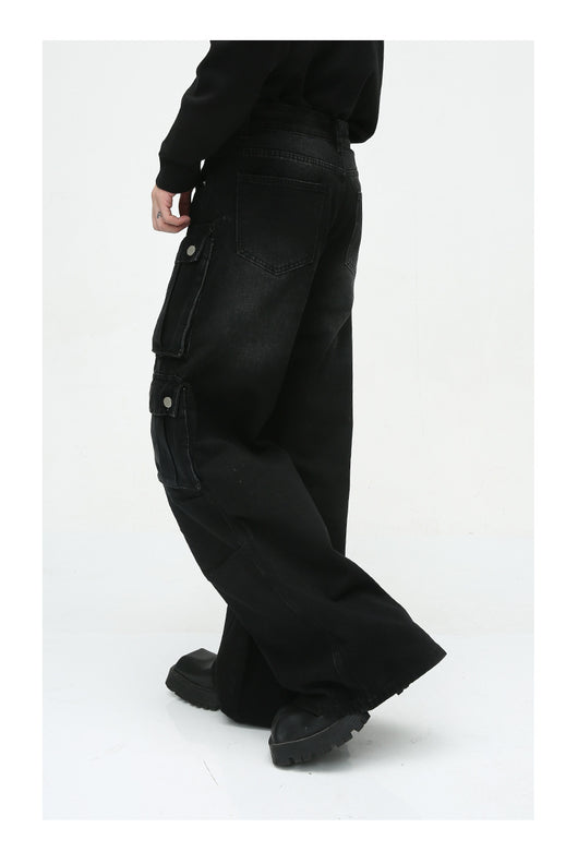 Pantalón Jean Cargo Retro de Talle Ancho con Múltiples Bolsillos - Image 21
