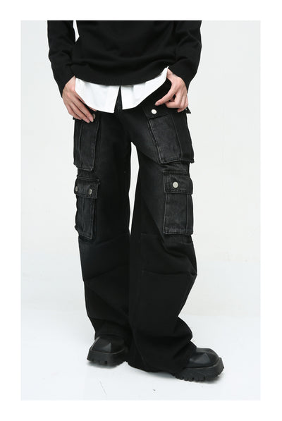 Pantalón Jean Cargo Retro de Talle Ancho con Múltiples Bolsillos - Image 28