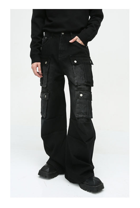 Pantalón Jean Cargo Retro de Talle Ancho con Múltiples Bolsillos - Image 30