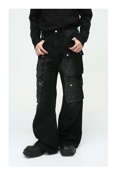 Pantalón Jean Cargo Retro de Talle Ancho con Múltiples Bolsillos - Image 31