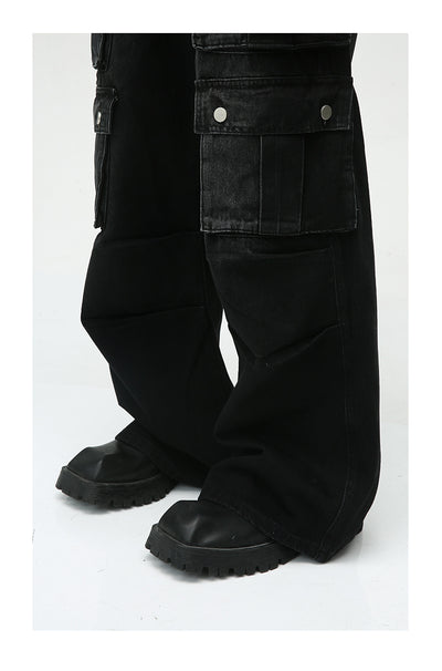 Pantalón Jean Cargo Retro de Talle Ancho con Múltiples Bolsillos - Image 35