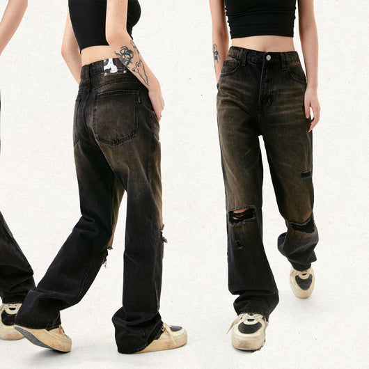 Pantalones Vaqueros Estilo Urbano con Desgaste Artesanal para Hombre - Image 7